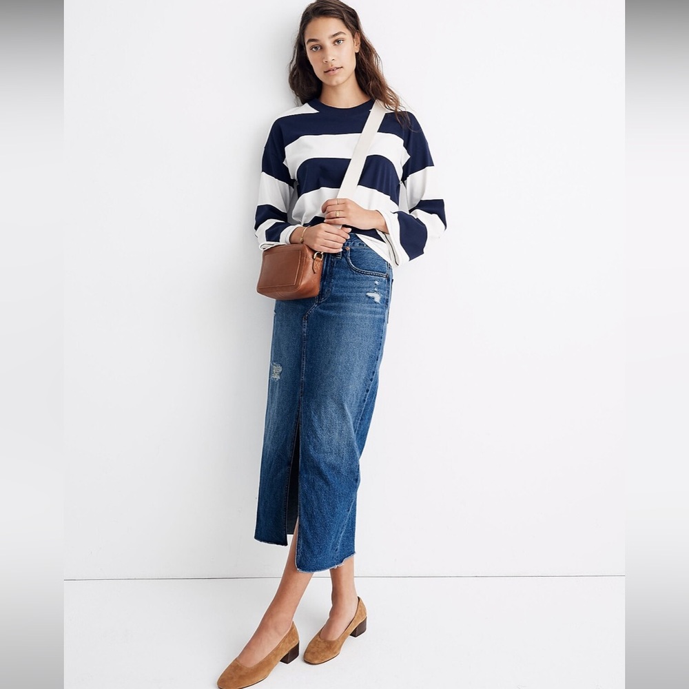 Madewell Rigid Denim Cutout Maxi Skirt